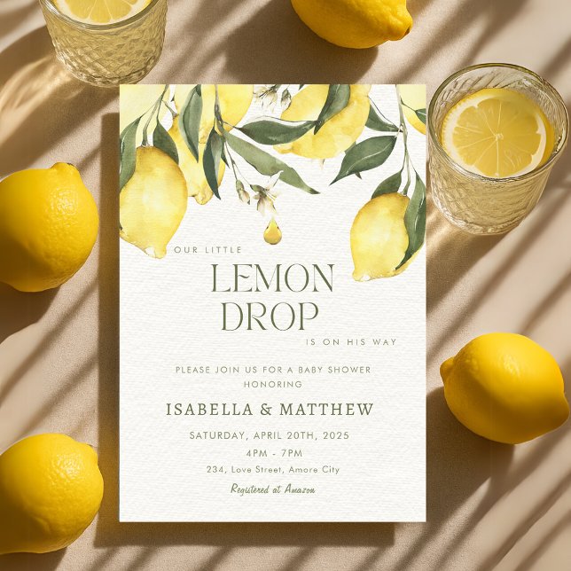 Lemon Drop Summer Baby Shower Inbjudningar (Lemon Drop Summer Baby Shower Invitation)