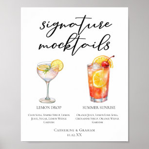 Lemon Drop Summer Sunrise Bröllops Mocktails Meny Poster