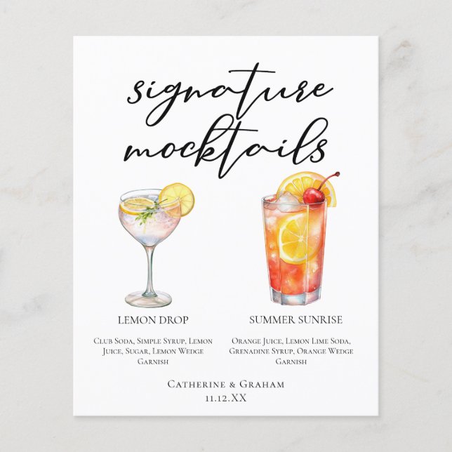 Lemon Drop Summer Sunrise Wedding Mocktails Menu (Framsida)