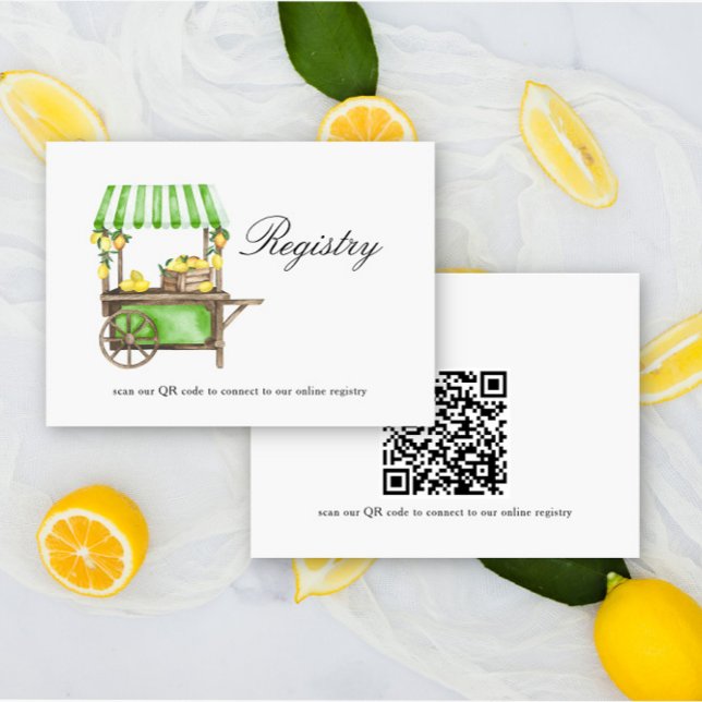 Lemon elegant Bröllopsdusch QR-kod för presentregi Tilläggskort (Skapare uppladdad)
