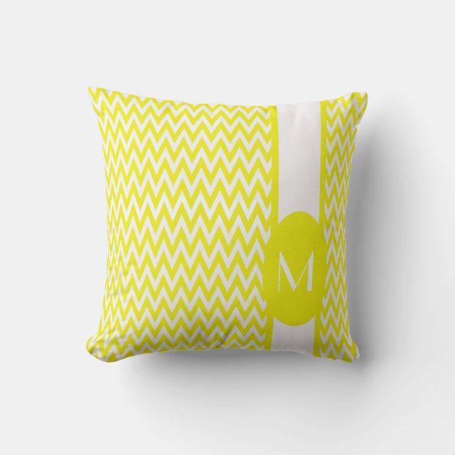 Lemon Elegant Chevron-design med monogram Kudde (Framsida)