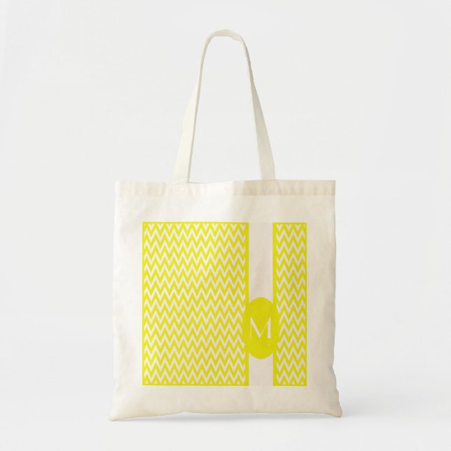 Lemon Elegant Chevron Design med monogram Tygkasse (Framsidan)