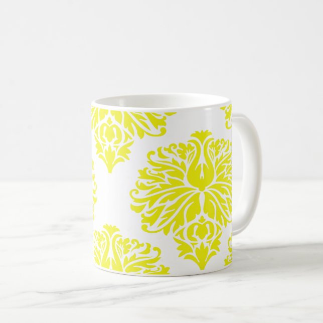 Lemon Elegant Damask Coffee Mugg (Framsida höger)