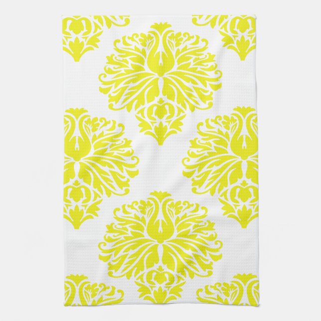 Lemon Elegant Damask Kökshandduk (Vertikal)
