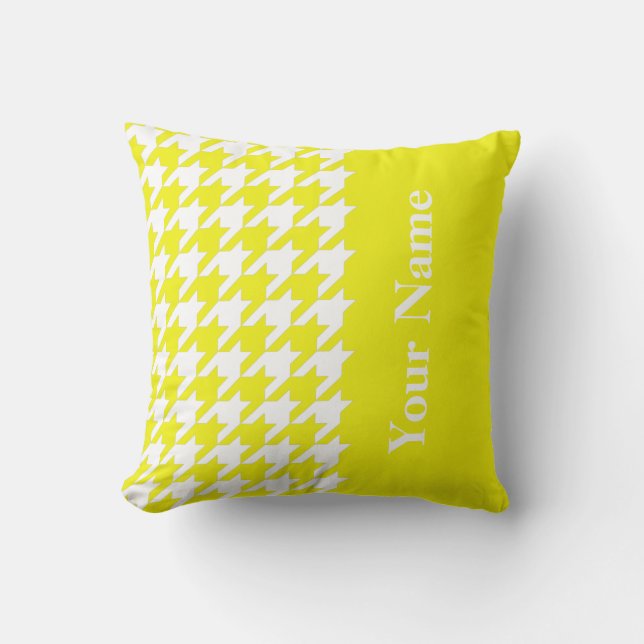 Lemon Elegant Houndstooth med namn Kudde (Framsida)