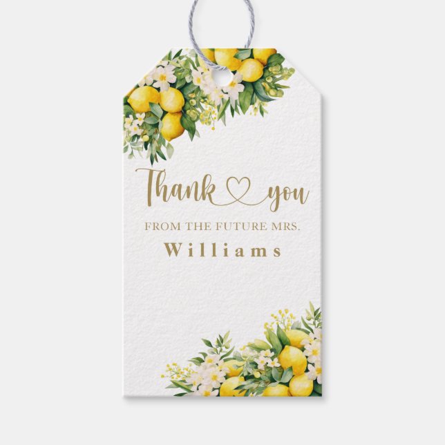 Lemon Elegant Modern Summer Möhippa Presentetikett (Framsidan)