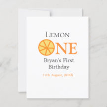 Lemon en glad 1-årsdag orange grå retro boho