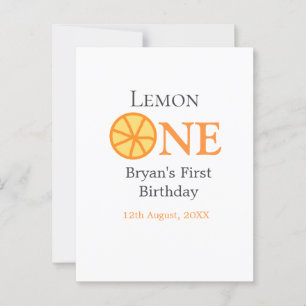 Lemon en glad 1-årsdag orange grå retro boho vykort