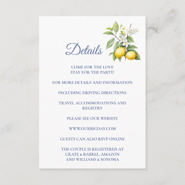 Lemon Enclosure Card Details Tilläggskort (Framsida)