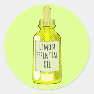 Lemon Essential Oil Flaska Teckning Runt Klistermärke