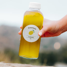 Lemon-etikett för Homemade Lemonade eller Sylt Runt Klistermärke