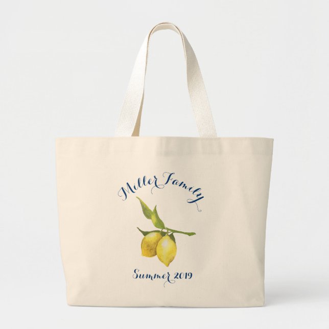 Lemon Family Tote Bag Jumbo Tygkasse (Framsidan)
