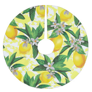Lemon Fantasy: Blommönstret Kreativ Julgransmatta Borstad Polyester