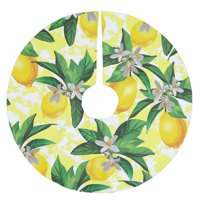 Lemon Fantasy: Blommönstret Kreativ Julgransmatta Borstad Polyester (Framsidan)