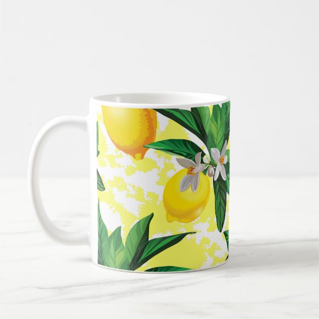 Lemon Fantasy: Blommönstret Kreativ Kaffemugg (Vänster)