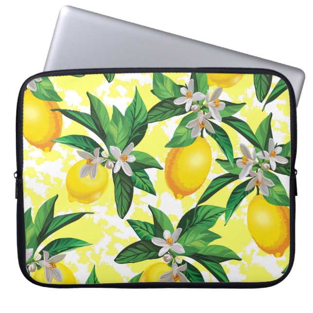Lemon Fantasy: Blommönstret Kreativ Laptop Fodral (Framsidan)