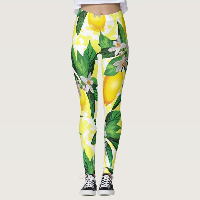 Lemon Fantasy: Blommönstret Kreativ Leggings (Framsida)