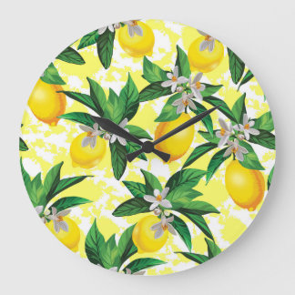 Lemon Fantasy: Blommönstret Kreativ Stor Klocka