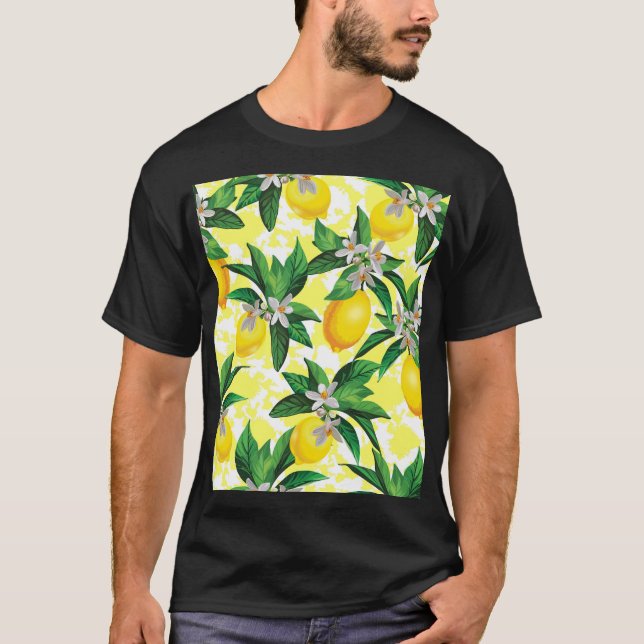 Lemon Fantasy: Blommönstret Kreativ T Shirt (Framsida)
