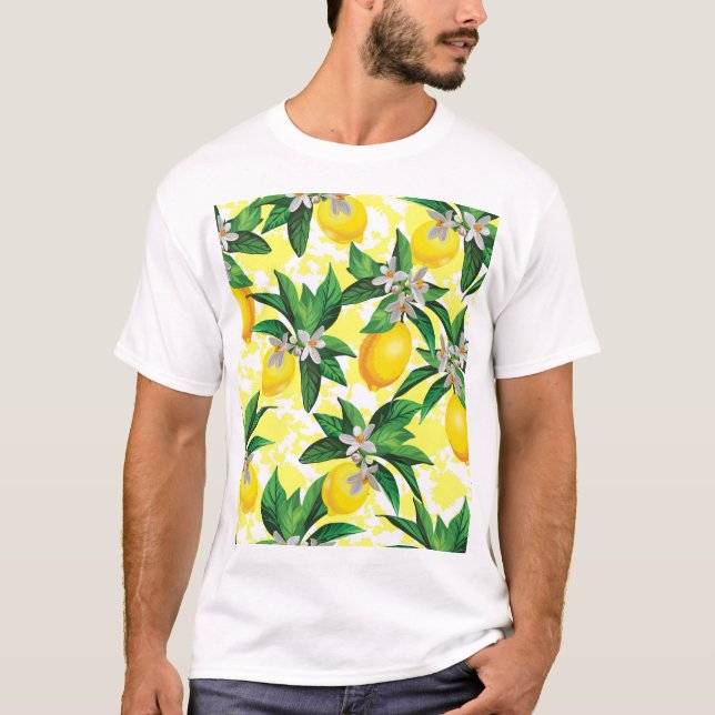 Lemon Fantasy: Blommönstret Kreativ T Shirt (Framsida)