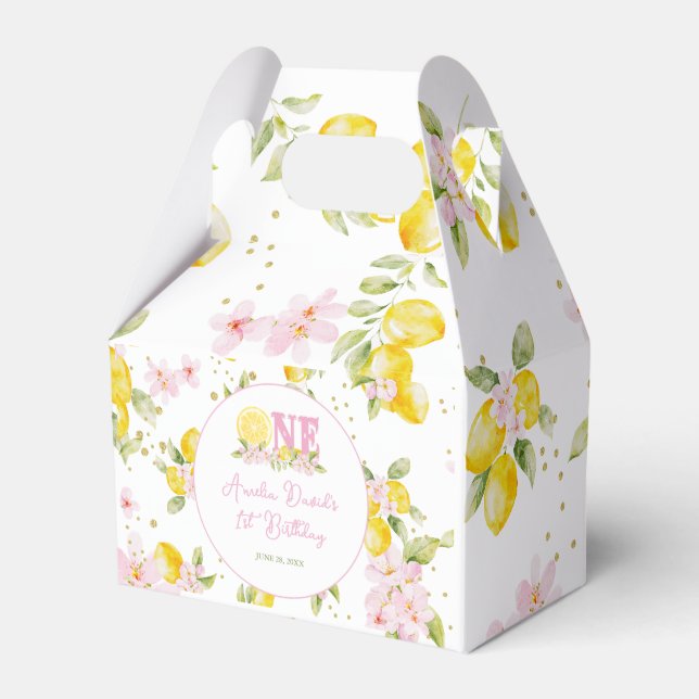Lemon Floral 1-årsdag Presentaskar (Framsidan Sidan)