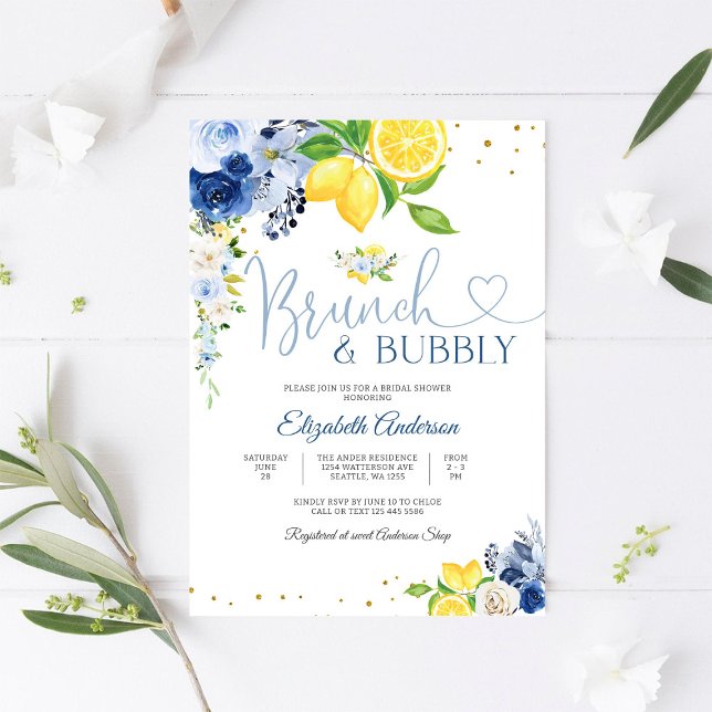 Lemon Floral Bridal Shower Invitation Inbjudningar (Skapare uppladdad)