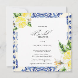 Lemon Floral Mediterranean Bridal Shower Inbjudningar