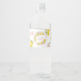 Lemon Floral Rosa Födelsedag Vattenflaskor Etikett