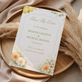 Lemon Floral Soft Announcement Spara Datumet