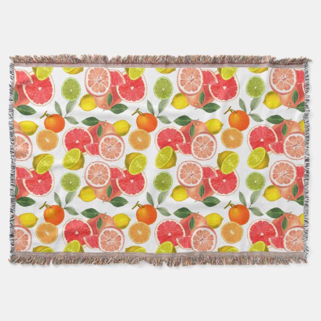 Lemon  Floral white daisy Pattern  Filt (Framsidan)