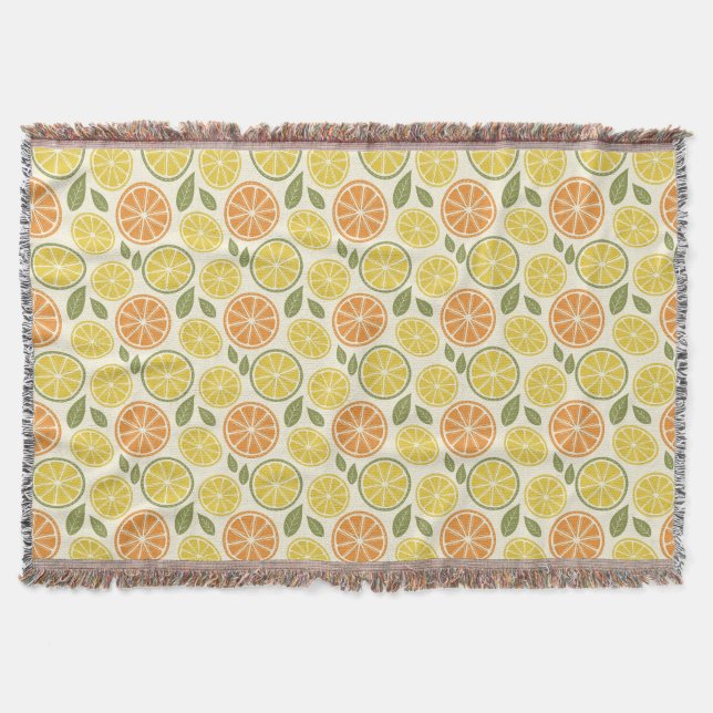 Lemon  Floral white daisy Pattern  Filt (Framsidan)