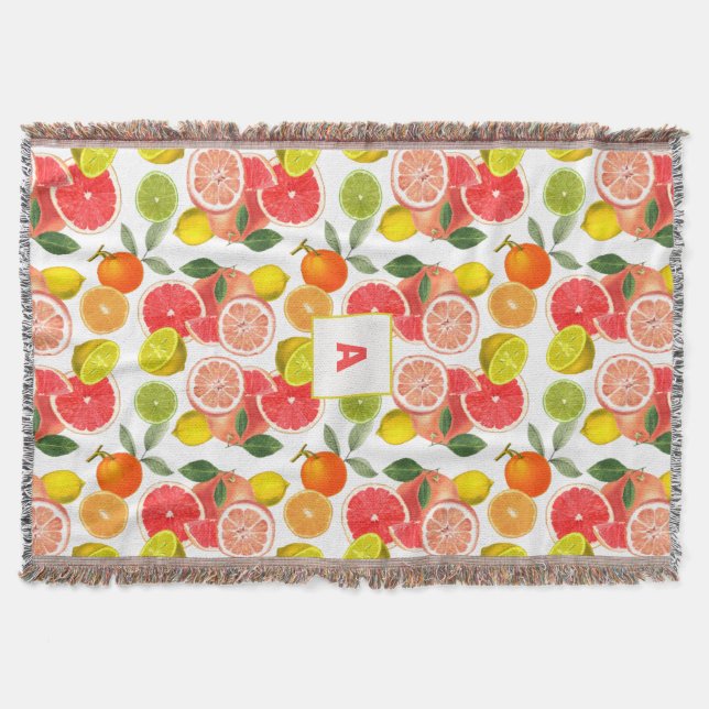 Lemon  Floral white daisy Pattern monogram Filt (Framsidan)