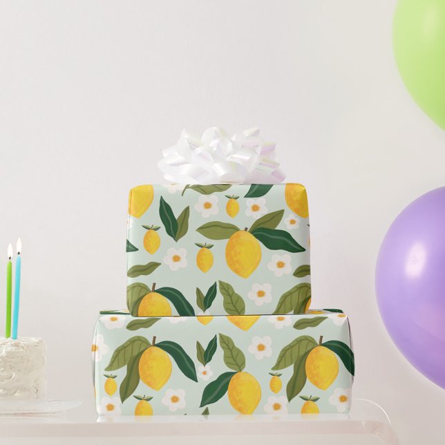 Lemon Flower Greenery Presentpapper (Skapare uppladdad)