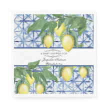Lemon Foliage Blommigt Blue White Elegant Baby