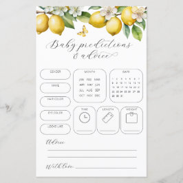 Lemon Förutsägelser & Råd Baby Shower Spel 