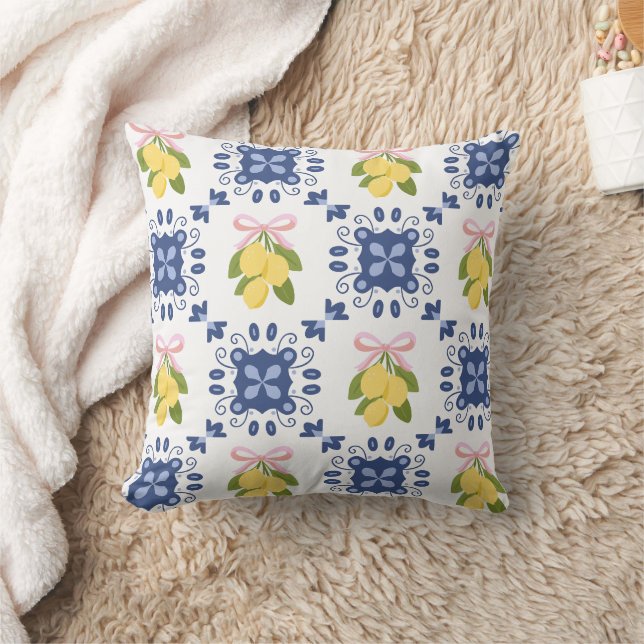 Lemon Fransk Lantlig Kakel Elegant Modernt Mönster Kudde (Filt)