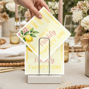 Lemon Fräscht Gula Ränder Blommig 21-årsdag Pappersservett