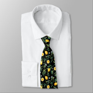 Lemon Fruit and Lemon Blommar Elegant Black Slips