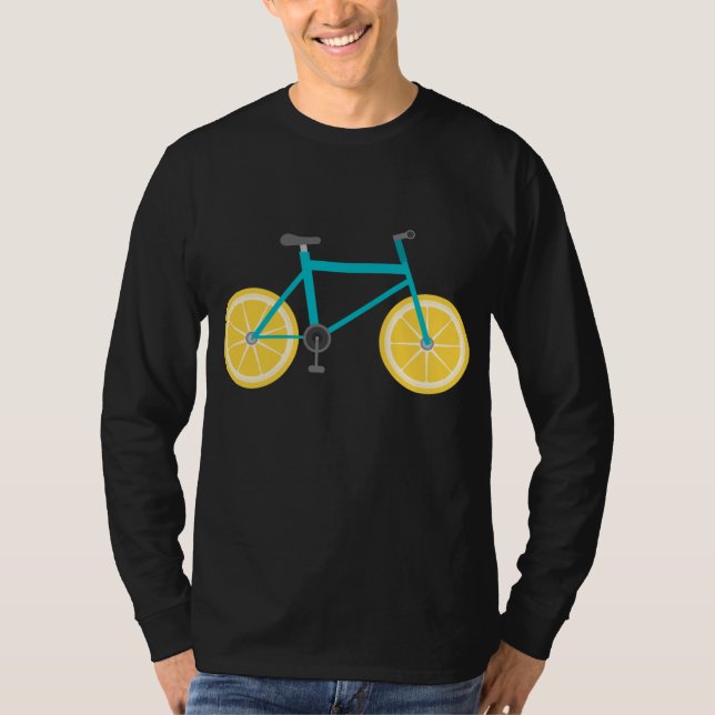 Lemon Fruit Bike Hjul Funny Cycling Food T Shirt (Framsida)