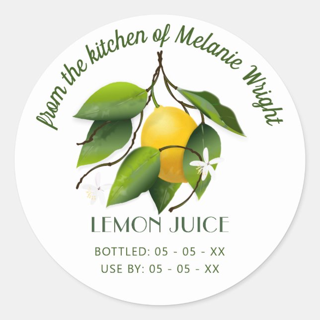 Lemon Fruit Canning Runt Klistermärke (Framsida)