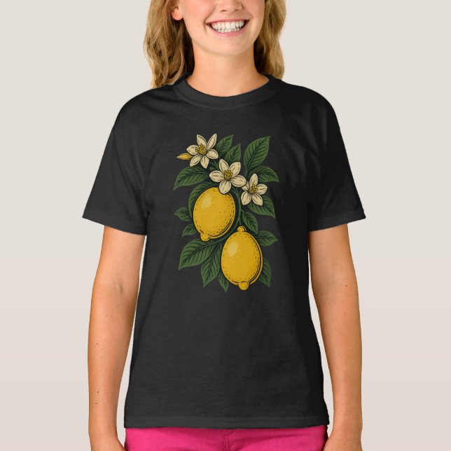 Lemon Fruit Vintage Art Lemon Farm T Shirt (Framsida)