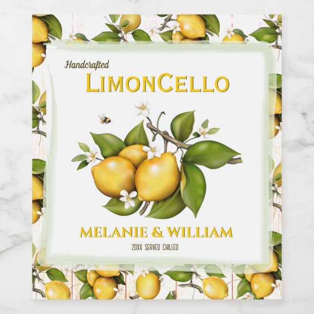 Lemon Frukt Botanisk Vinflaska Etikett (Singel etikett)