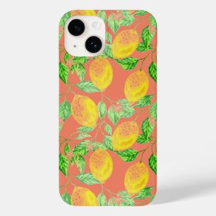 Lemon Frukt mönster gult Peach rosa