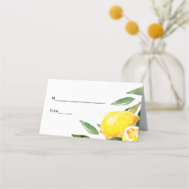Lemon Garden Blommigt Chic Bröllop Bord Placeringskort