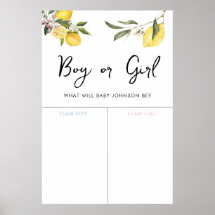 Lemon Garden Girl eller Boy Baby Gender Voting Sig Poster