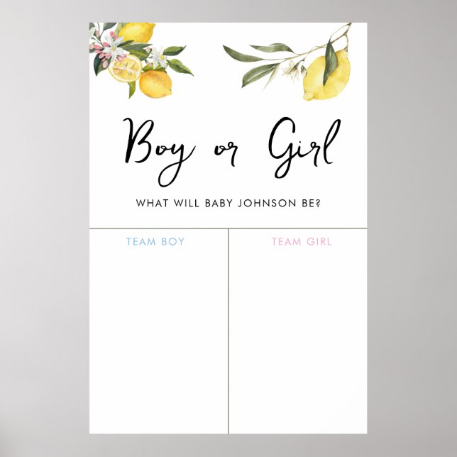 Lemon Garden Girl eller Boy Baby Gender Voting Sig Poster (Framsidan)