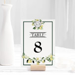 Lemon Garden Monogram White Bröllop Bordsnummer<br><div class="desc">Bordsnumret Lemon Garden Monogram White Bröllop är ett utmärkt val för att skapa en elegant och en vacker estetik för bröllop eller andra speciella tillfällen. Klassiskt vitt med sofistikerad svart typografi och kalligrafi av chic anger en ton av modernt men traditionellt stil. Mörk emerald grönt gräns och bakgrunder tillför ett...</div>
