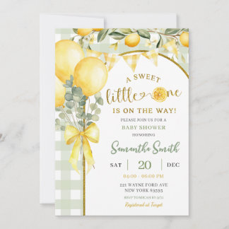 Lemon Gingham baby shower invitation Inbjudningar