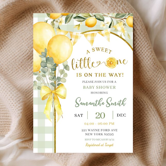 Lemon Gingham baby shower invitation Inbjudningar (Skapare uppladdad)