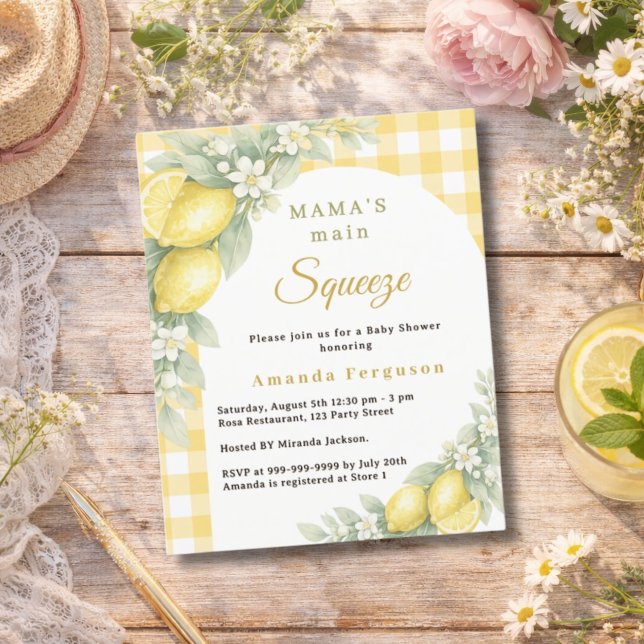 Lemon gingham main squeeze Baby Shower invitation (Skapare uppladdad)